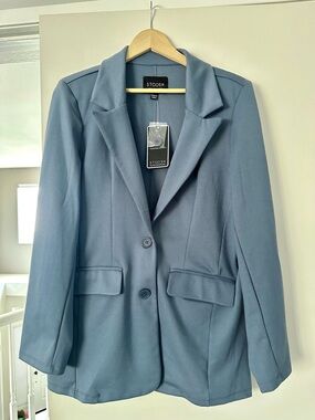 NWT New York & Company Stoosh Storm Cloud Blue Tailored Ponte Blazer